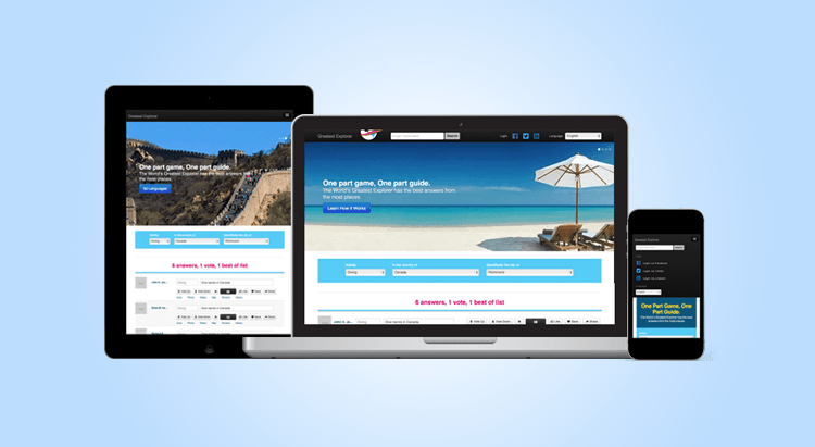 World's Greatest Explorer travel guide landing page.