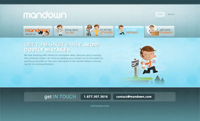 Mandown responsive landing page redesign.