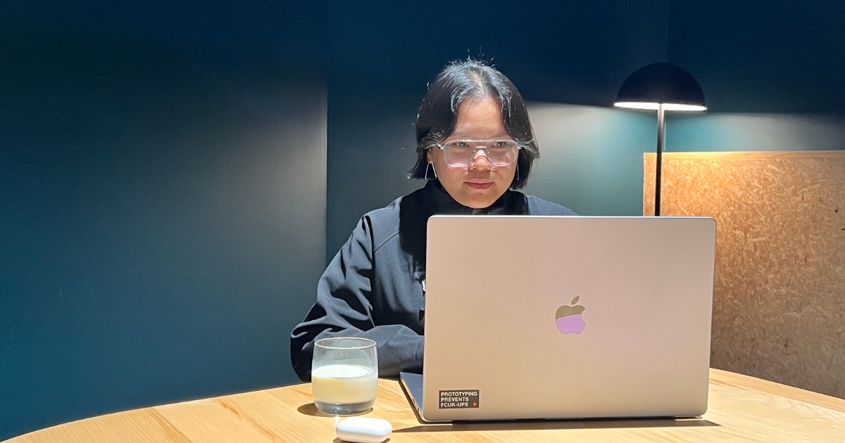 Honeylyn Tutor working on her laptop at Hiko Hub